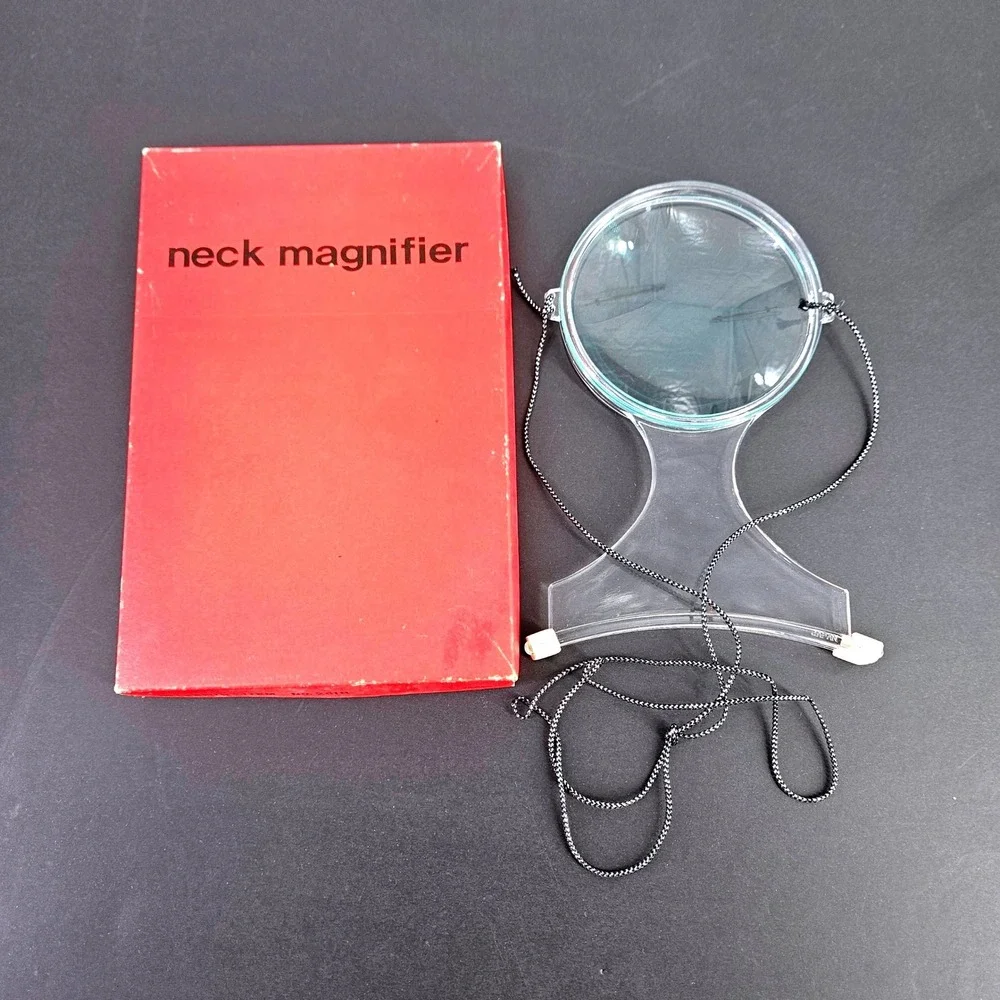 Vintage Neck Magnifier Hands Free Reading Sewing Crafting Tool Aid w Box Japan
